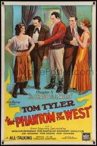 2r598 PHANTOM OF THE WEST chapter 5 1sh '31 Tom Tyler all-talking serial, cool stone litho!