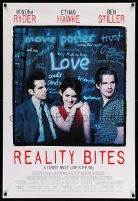 2r629 REALITY BITES 1sh '94 Janeane Garofalo, image of Winona Ryder, Ben Stiller, Ethan Hawke!