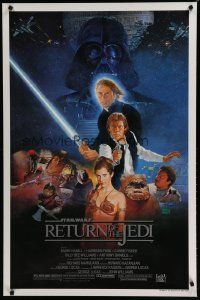 2r639 RETURN OF THE JEDI style B 1sh '83 George Lucas classic, cast montage art by Sano!