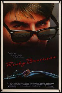 2r644 RISKY BUSINESS 1sh '83 classic close up image of Tom Cruise in cool shades by Drew!