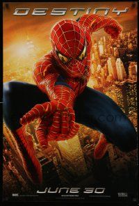 2r711 SPIDER-MAN 2 teaser DS 1sh '04 great image of Tobey Maguire in the title role, Destiny!