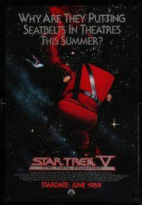 2r726 STAR TREK V advance 1sh '89 The Final Frontier, image of theater chair w/seatbelt!