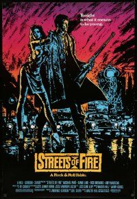 2r740 STREETS OF FIRE 1sh '84 Walter Hill, Dianle Lane, Michael Pare, cool colorful Riehm art!