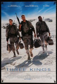 2r772 THREE KINGS advance DS 1sh '99 George Clooney, Mark Wahlberg, & Ice Cube in the Gulf War!