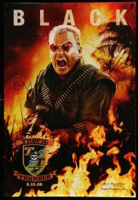 2r793 TROPIC THUNDER teaser DS 1sh '08 great image of Jack Black with machine gun!