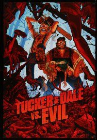 2r797 TUCKER & DALE VS. EVIL teaser 1sh '10 wonderful wacky artwork of Tyler Labine & Alan Tudyk!