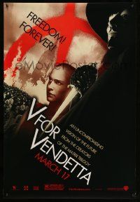 2r809 V FOR VENDETTA teaser 1sh '05 Wachowskis, Natalie Portman, Hugo Weaving, city in flames!
