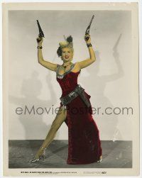2s008 BEAUTIFUL BLONDE FROM BASHFUL BEND color 8x10.25 still '49 best image of Betty Grable w/guns!
