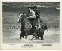2s190 CASTAWAY COWBOY 8x10 still '74 Disney, James Garner & Hawaiian cowhand on horses in surf!