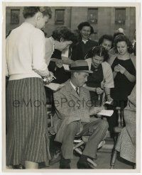 2s317 FBI STORY candid 8.25x10 still '59 James Stewart signing autographs outside real FBI building
