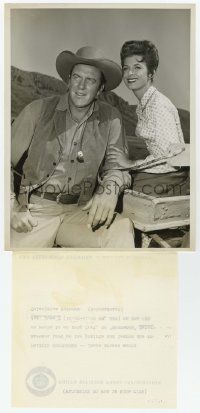 2s396 GUNSMOKE TV 7x9.25 still '60s cowboy star James Arness meets Barbara Lord on the prairie!