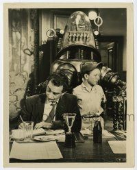2s445 INVISIBLE BOY 8x10 still '57 Robby the Robot standing behind Richard Eyer at table!