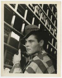 2s515 LAUGHTER IN HELL 8x10.25 still '33 close up of crazed convict Tom Brown holding prison bars!