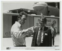 2s572 MAGNUM FORCE candid 8.25x10 still '73 Clint Eastwood discusses scene w/Hal Holbrook in makeup
