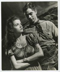 2s699 OUTLAW 7.25x8.75 still '46 c/u of sexy pouting Jane Russell & Jack Buetel, Howard Hughes