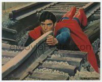 2s051 SUPERMAN color 8x10 still '78 Christopher Reeve on tracks trying to save train from crashing!