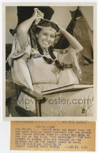 2s888 THEY RODE WEST 7.25x9 news photo '54 Native American Indian May Wynn w/ script & bobby pins!