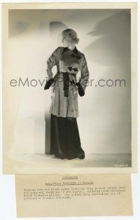 2s930 UNA MERKEL 8x10.25 still 30s full-length modeling a Chinese red & black satin pajama outfit!