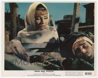 2s056 WAR & PEACE color 8x10 still R63 close up of worried Audrey Hepburn looking at wounded man!