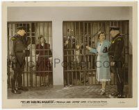 2s060 YES MY DARLING DAUGHTER color-glos 8x10.25 still '39 Brophy, Lane, Hunter & Young in jail