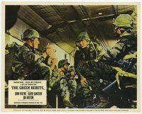 2s029 GREEN BERETS color English FOH LC '68 John Wayne, Aldo Ray & men w/ parachutes in plane!
