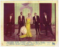 2s041 MOTHER WORE TIGHTS color English FOH LC '47 Betty Grable on stage with four guys in suits!