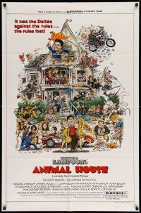 2t057 ANIMAL HOUSE style B 1sh '78 John Belushi, John Landis classic, art by Rick Meyerowitz!