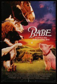 2t081 BABE 1sh '95 classic talking pig, children's farm animal comedy!