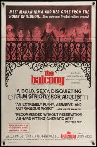 2t088 BALCONY 1sh '63 Jean Genet's erotic world where men's strange desires are fulfilled!