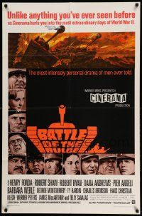 2t102 BATTLE OF THE BULGE Cinerama 1sh '66 Henry Fonda, Robert Shaw, cool Thurston tank art!