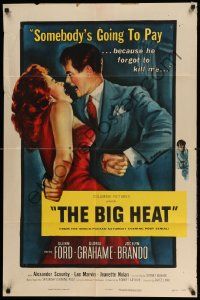 2t115 BIG HEAT 1sh '53 great pulp art of Glenn Ford & sexy Gloria Grahame, Fritz Lang noir!