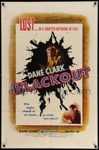 2t129 BLACKOUT 1sh '54 Dane Clark & Belinda Lee trapped in a night without end!