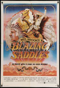 2t130 BLAZING SADDLES 1sh '74 classic Mel Brooks western, art of Cleavon Little by Alvin!