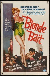 2t132 BLONDE BAIT 1sh R50s full-length sexy smoking bad girl Beverly Michaels is a silken trap!