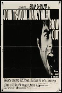 2t138 BLOW OUT 1sh '81 John Travolta, Brian De Palma, murder has a sound all of its own!