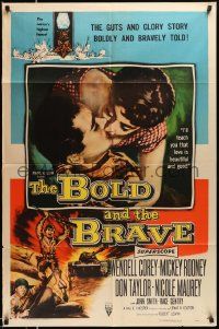 2t143 BOLD & THE BRAVE 1sh '56 the guts & glory story boldly and bravely told, love is beautiful!
