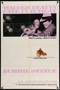 2t144 BONNIE & CLYDE 1sh '67 notorious crime duo Warren Beatty & Faye Dunaway, Arthur Penn!