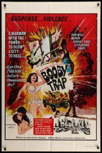 2t145 BOOBY TRAP 1sh '70 action, explosive trip, A madman with the power to blow a city to hell!