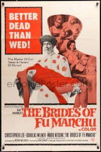 2t154 BRIDES OF FU MANCHU 1sh '66 Asian villain Christopher Lee, Better dead than wed!