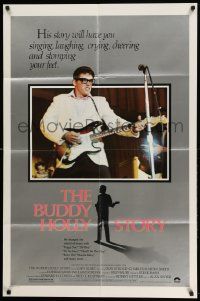 2t162 BUDDY HOLLY STORY 1sh '78 Gary Busey great art of electrified guitar, rock 'n' roll!