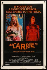 2t191 CARRIE 1sh '76 Stephen King, Sissy Spacek before and after her bloodbath at the prom!