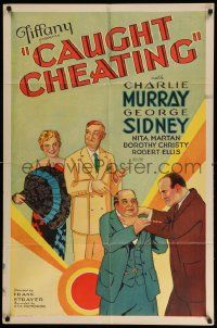 2t198 CAUGHT CHEATING style B 1sh '31 great stone litho of Charlie Murray & George Sidney, rare!