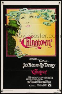 2t208 CHINATOWN 1sh '74 art of Jack Nicholson & Faye Dunaway by Jim Pearsall, Roman Polanski!