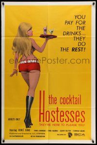 2t229 COCKTAIL HOSTESSES 1sh '73 written by Ed Wood, artwork of sexiest waitress!