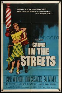 2t246 CRIME IN THE STREETS 1sh '56 directed by Don Siegel, Sal Mineo & 1st John Cassavetes!