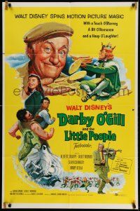 2t254 DARBY O'GILL & THE LITTLE PEOPLE 1sh '59 Disney, Sean Connery, it's leprechaun magic!