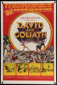 2t257 DAVID & GOLIATH 1sh '61 Orson Welles as King Saul, the shepherd who became a warrior king!