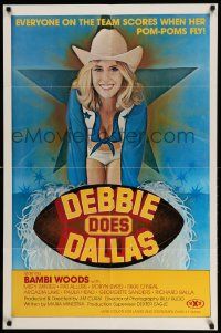2t265 DEBBIE DOES DALLAS 1sh '78 sexy artwork of cheerleader Bambi Woods and football!