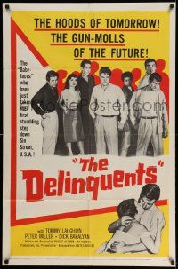 2t266 DELINQUENTS 1sh '57 Robert Altman, Tom Laughlin way before starring in Billy Jack!