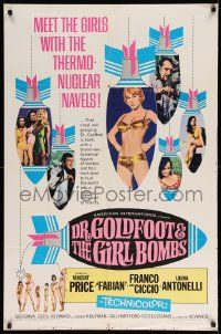2t295 DR. GOLDFOOT & THE GIRL BOMBS 1sh '66 Bava, Vincent Price & sexy half-dressed babes!